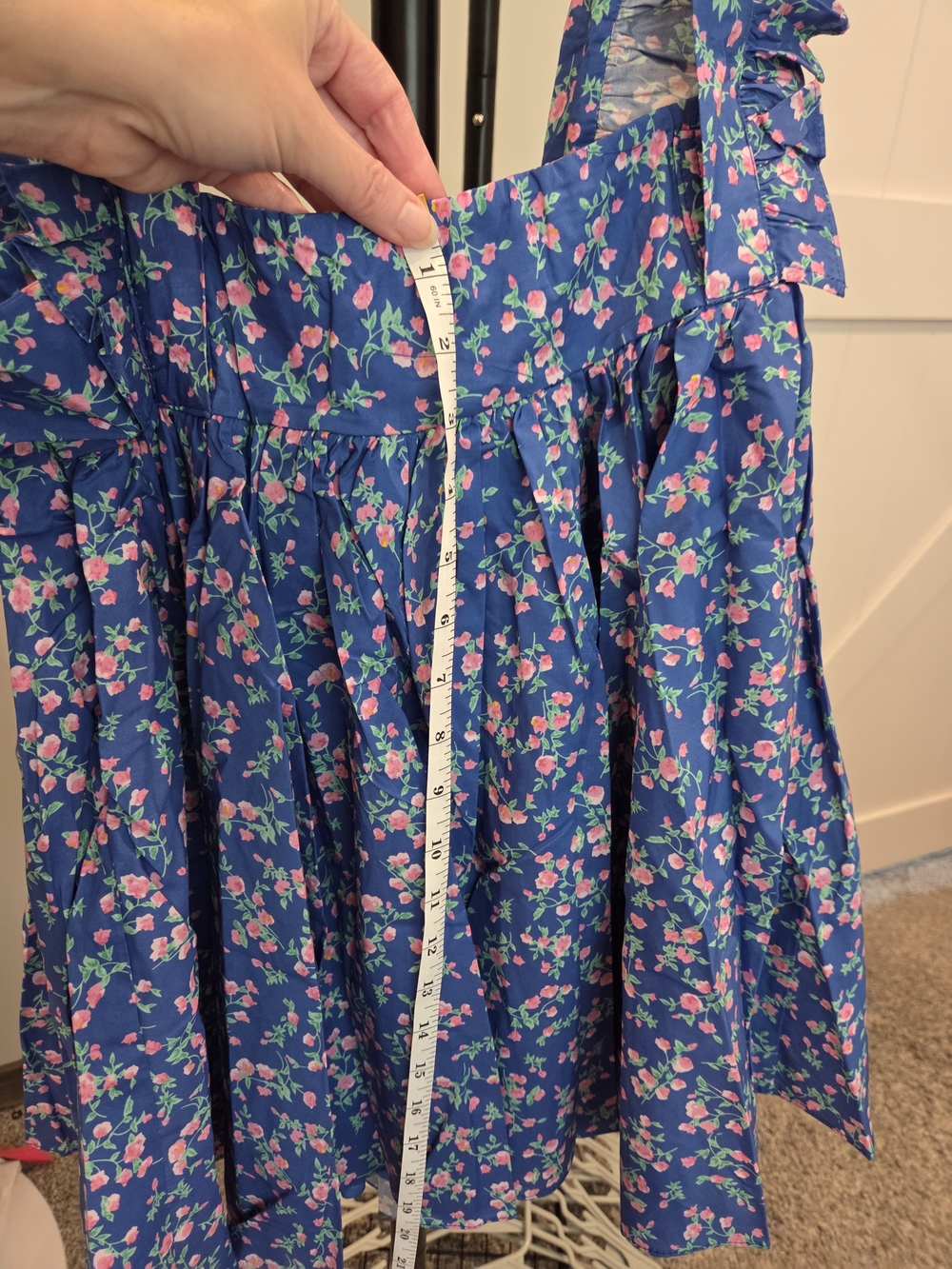 Blue Floral Ruffle Mini Dress - Picture 3 of 4